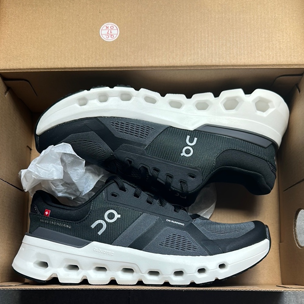 On Running Black and White Athletic Shoes Swiss Design